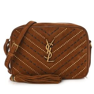 YSL suede studded Lou camera bag